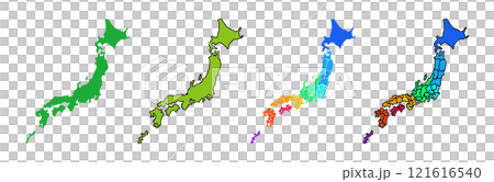 Silhouette of Japan, Line drawing of a map of Japan, Map of Japan divided into prefectures Silhouette of Japan, Line drawing of a map of Japan, Map of Japan divided into prefectures 121616540