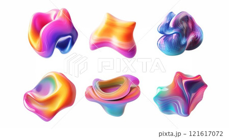 3d shapes with color gradients on white. 3d shapes with color gradients on white. 121617072