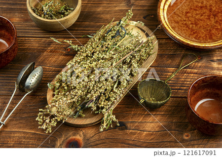 Dried wormwood, Chinese herbal medicine. Dried wormwood, Chinese herbal medicine. 121617091