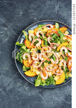 Fresh persimmon seafood salad. Fresh persimmon seafood salad. 121617101