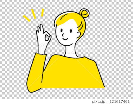 Illustration of a woman with an OK sign 121617461