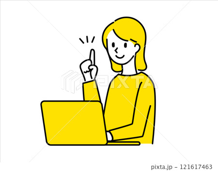 アイデアを思いついた女性のイラスト アイデアを思いついた女性のイラスト 121617463