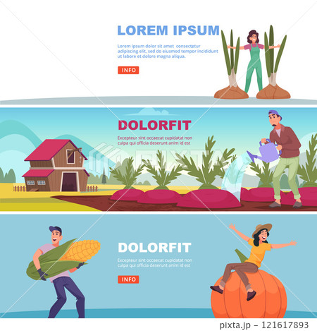 farmers. happy farmers with self rich harvest of fruits and vegetables. Vector background farmers. happy farmers with self rich harvest of fruits and vegetables. Vector background 121617893