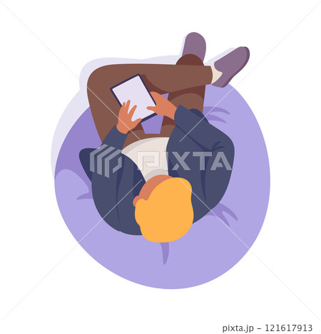 Sitting Man Office Worker on Chair Above View Vector Illustration 121617913