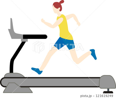 ランニングマシンを走る若い女性 121619249