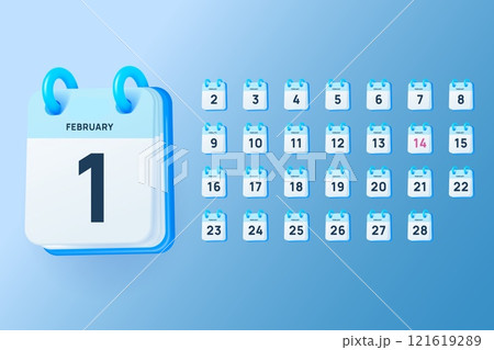 3d calendar numbers. Realistic flip calendars february 2025 year, month annual schedule today page for event check or business office agenda deadline time diary vector illustration 3d calendar numbers. Realistic flip calendars february 2025 year, month annual schedule today page for event check or business office agenda deadline time diary vector illustration 121619289
