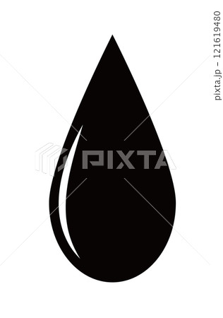 雨の雫のアイコン　ベクター　白黒　Water drop shape. Water or oil 121619480