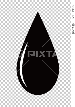 雨の雫のアイコン　ベクター　白黒　Water drop shape. Water or oil 121619480