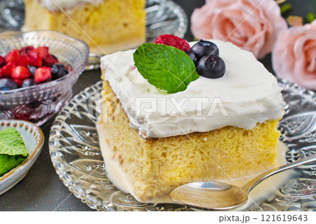 メキシコのスイーツ  　 パステル・デ・トレス・レチェス 121619643