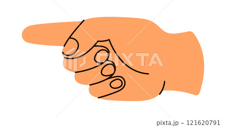 Hand pointing at left side by index finger illustration 121620791