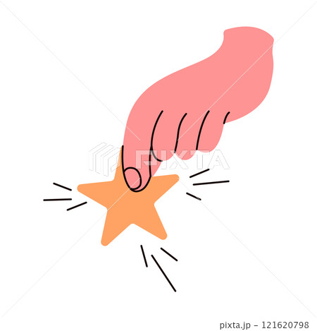 Hand holding sparkling star flat color vector illustration 121620798