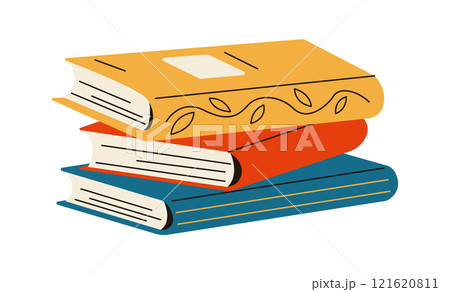 Vintage folios pile in store flat color vector objects 121620811