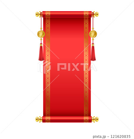Luxury Chinese scroll with copy space realistic illustration Luxury Chinese scroll with copy space realistic illustration 121620835