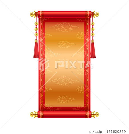 Chinese New Year scroll with gold and clouds illustration Chinese New Year scroll with gold and clouds illustration 121620839