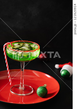 Xmas Green Punch. Christmas traditional drink. Close up. Xmas Green Punch. Christmas traditional drink. Close up. 121620914