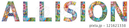 Word ALLISION. Vector zentangle object for decoration Word ALLISION. Vector zentangle object for decoration 121621338