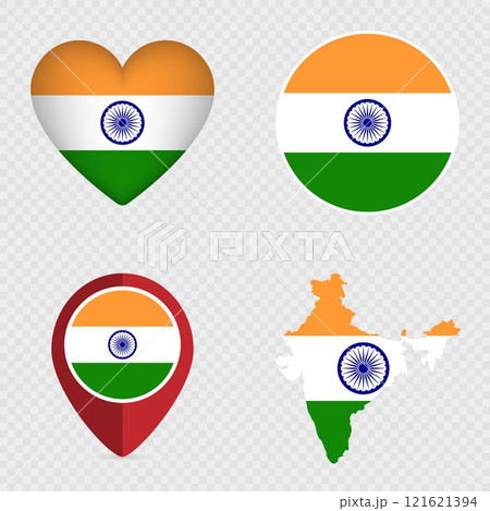 India Flag Icons Pack. Vector illustration. 121621394