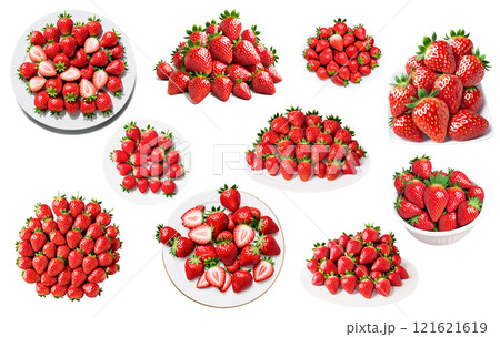 Bunch of strawberries on a plate on isolated background 121621619