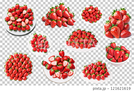 Bunch of strawberries on a plate on isolated background 121621619