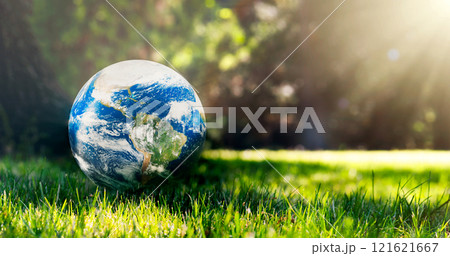 Earth globe on grass, climate change concept Earth globe on grass, climate change concept 121621667