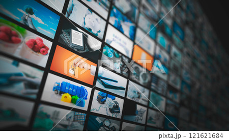 Media concept video wall with small screens Media concept video wall with small screens 121621684