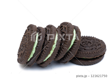 chocolate double cookies isolated 121621750