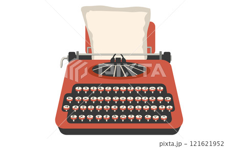 レトロな赤いタイプライターのイラスト 121621952