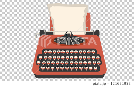レトロな赤いタイプライターのイラスト 121621952