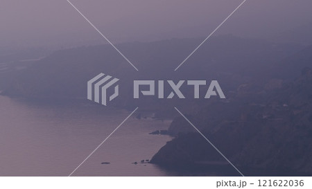 Nght is falling over sea cliff coast. 121622036