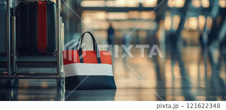 Stylish Color Block Tote Bag for Travel at Modern Airport Terminal Stylish Color Block Tote Bag for Travel at Modern Airport Terminal 121622348