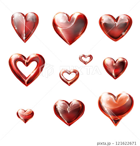 Set of red hearts. Seamless pattern with hearts. Repeating texture for Valentine's day decoration.   121622671