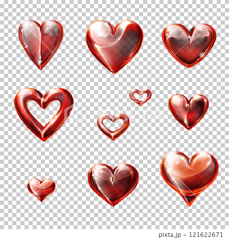 Set of red hearts. Seamless pattern with hearts. Repeating texture for Valentine's day decoration.   121622671