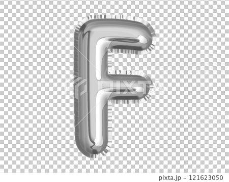 Silver alphabet F air balloon for baby shower celebrate birthday decoration party on transparent background 121623050