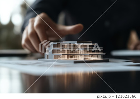 3D Holographic Building Model on Table 3D Holographic Building Model on Table 121623360