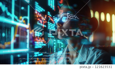 Future Financial Crisis, Business Professional Worried by Augmented Reality Bankruptcy Documents and Declining Graphs in Futuristic Office Setting Future Financial Crisis, Business Professional Worried by Augmented Reality Bankruptcy Documents and Declining Graphs in Futuristic Office Setting 121623531