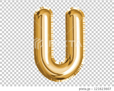 Gold alphabet U air balloon for baby shower celebrate decoration party on transparent background 121623607