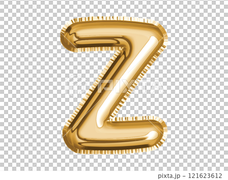 Gold alphabet Z air balloon for baby shower celebrate decoration party on transparent background 121623612