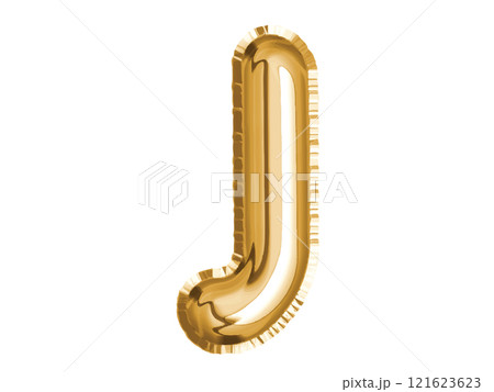 Gold alphabet J air balloon for baby shower celebrate decoration party on transparent background Gold alphabet J air balloon for baby shower celebrate decoration party on transparent background 121623623