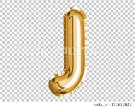 Gold alphabet J air balloon for baby shower celebrate decoration party on transparent background 121623623