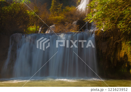 Thi Lo Su Waterfall is the largest waterfall in Tak Province, Thailand. It is located on a limestone mountain with many levels. It is located in Umphang Wildlife Sanctuary, which borders Myanmar. 121623952