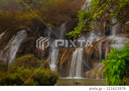 Thi Lo Su Waterfall is the largest waterfall in Tak Province, Thailand. It is located on a limestone mountain with many levels. It is located in Umphang Wildlife Sanctuary, which borders Myanmar Thi Lo Su Waterfall is the largest waterfall in Tak Province, Thailand. It is located on a limestone mountain with many levels. It is located in Umphang Wildlife Sanctuary, which borders Myanmar 121623976