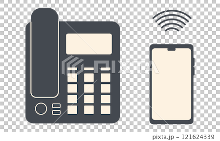 固定電話和手機插畫素材 121624339