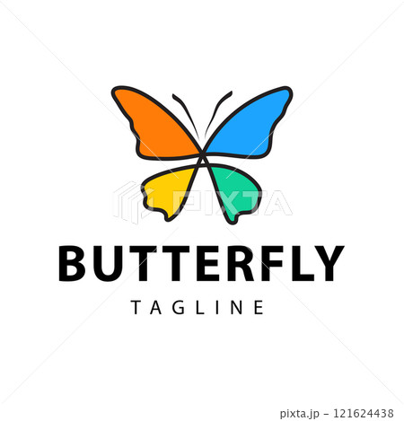 Beautiful Simple Colorful Butterfly Logo Design in Minimalist Line Art style Beautiful Simple Colorful Butterfly Logo Design in Minimalist Line Art style 121624438