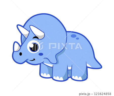 Cute illustration of a Triceratops dinosaur. 121624858