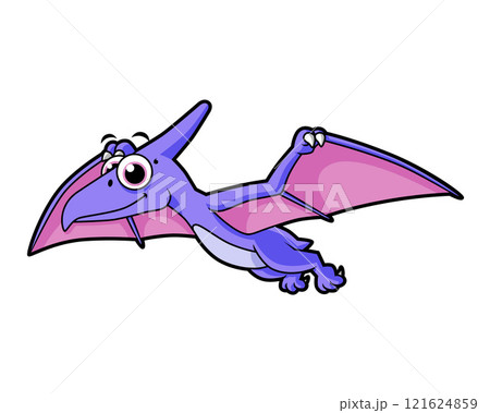 Cute illustration of a flying pterodactyl. Cute illustration of a flying pterodactyl. 121624859