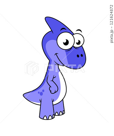 Cute illustration of a Parasaurolophus dinosaur. 121624872