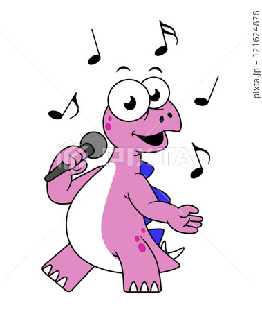 Illustration of a singing Stegosaurus. 121624878