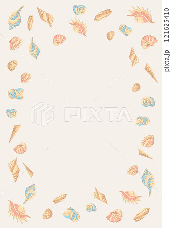 Background with seashells. Tropical underwater mollusk shells illustration. Background with seashells. Tropical underwater mollusk shells illustration. 121625410