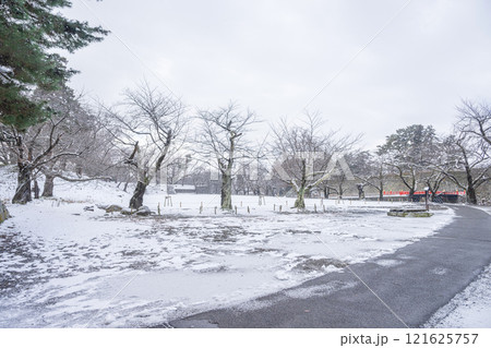 会津若松 鶴ヶ城雪景色 二の丸 121625757
