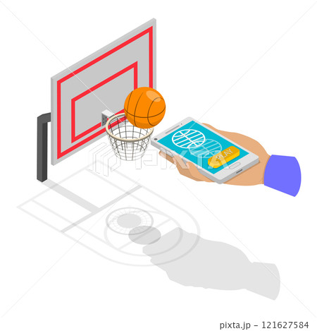 3D Isometric Flat Vector Illustration of People Bet On Sports Online, Popular Pastime. Item 3 3D Isometric Flat Vector Illustration of People Bet On Sports Online, Popular Pastime. Item 3 121627584